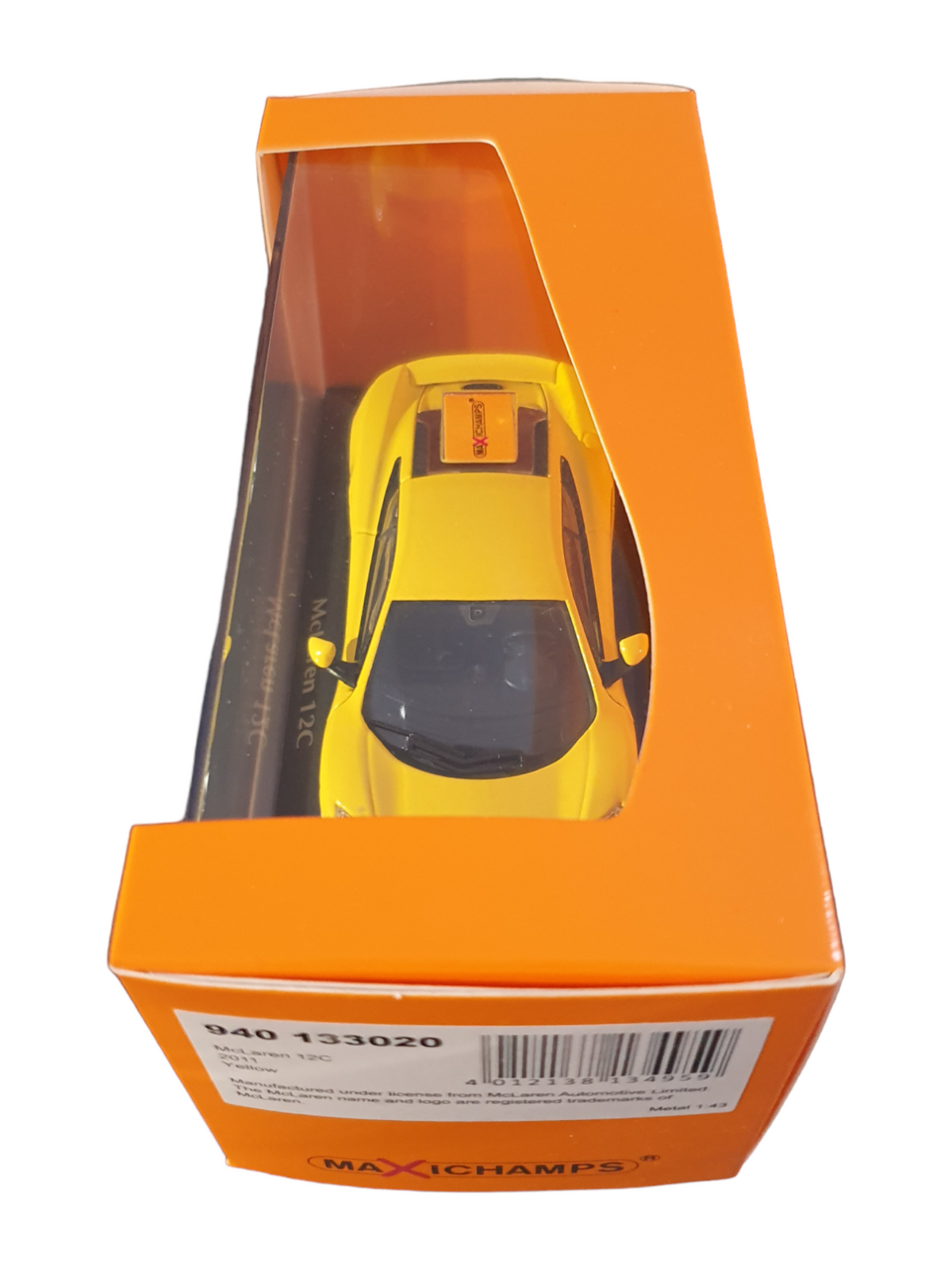 Voiture miniature maxichamps 1:43 Mclaren 12c jaune