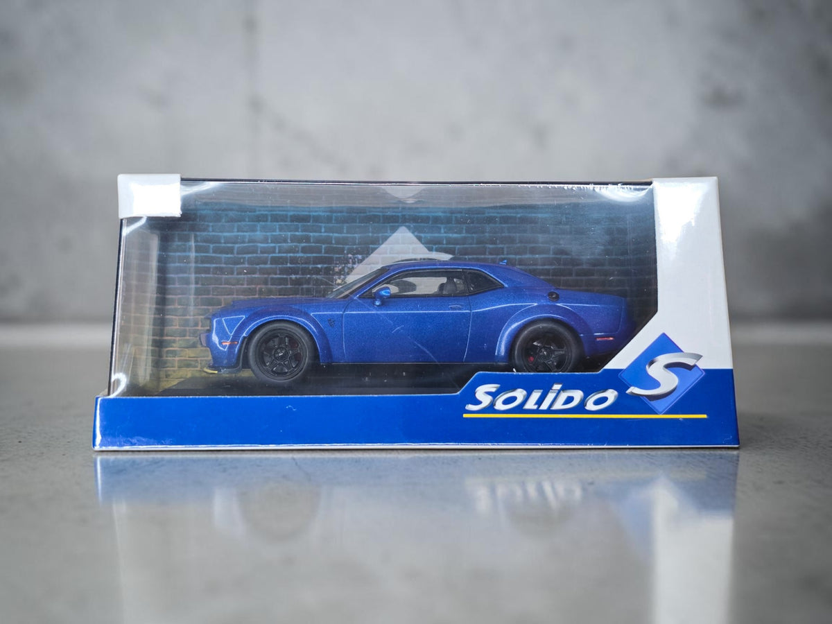Solido Dodge Challenger SRT Demon V8 6.2L 2018 Electric Blue Pearl 1/43 S4310305 – Neuve Scellée