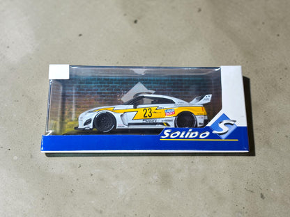 Solido Nissan GT-R R35 LBWK Silhouette 2019 White Yellow 1/43 S4311208 – Neuve Scellée