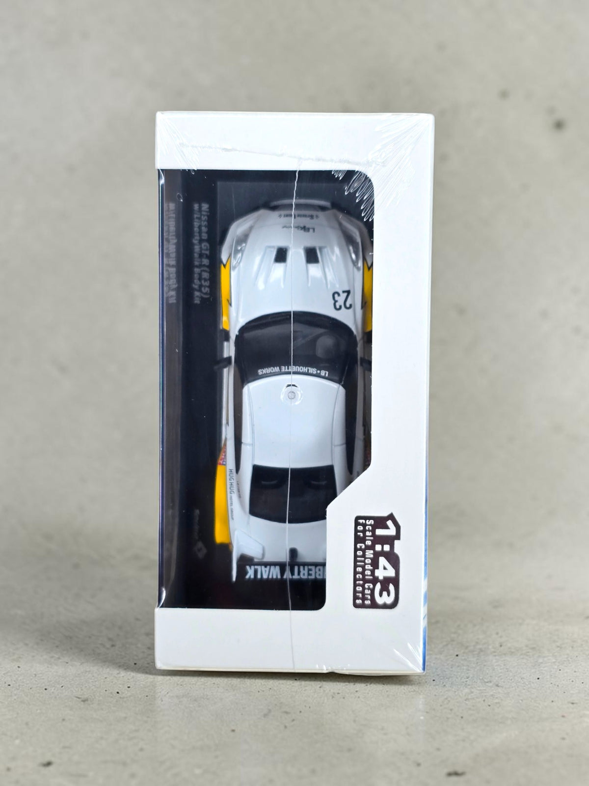 Solido Nissan GT-R R35 LBWK Silhouette 2019 White Yellow 1/43 S4311208 – Neuve Scellée