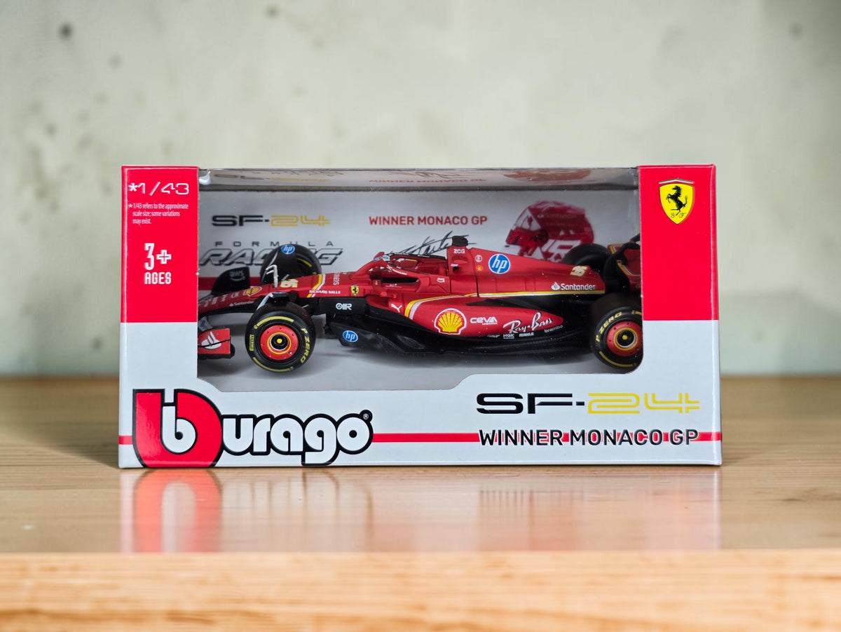 Bburago Ferrari SF-24 Charles Leclerc #16 Winner Monaco GP 2024 – 1/43