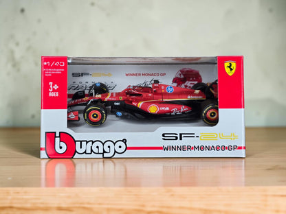 Bburago Ferrari SF-24 Charles Leclerc #16 Winner Monaco GP 2024 – 1/43