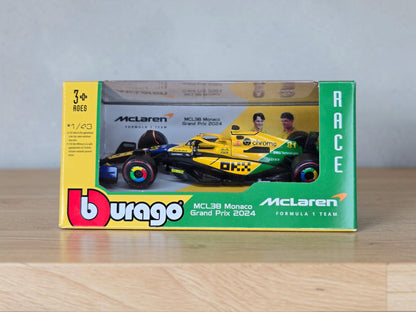 Bburago McLaren MCL38 Oscar Piastri #81 Monaco GP 2024 – 1/43